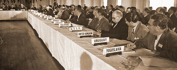 Delegates at the 1944 Bretton Woods Conference in New Hampshire