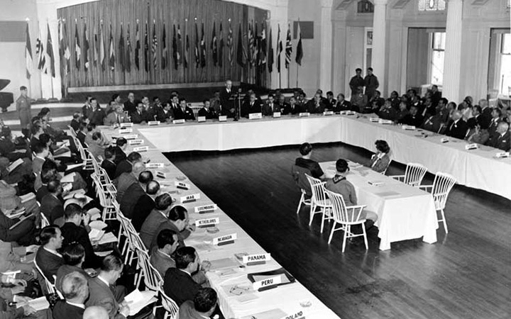 Delegates at the Bretton Woods conference, New Hampshire, 1944