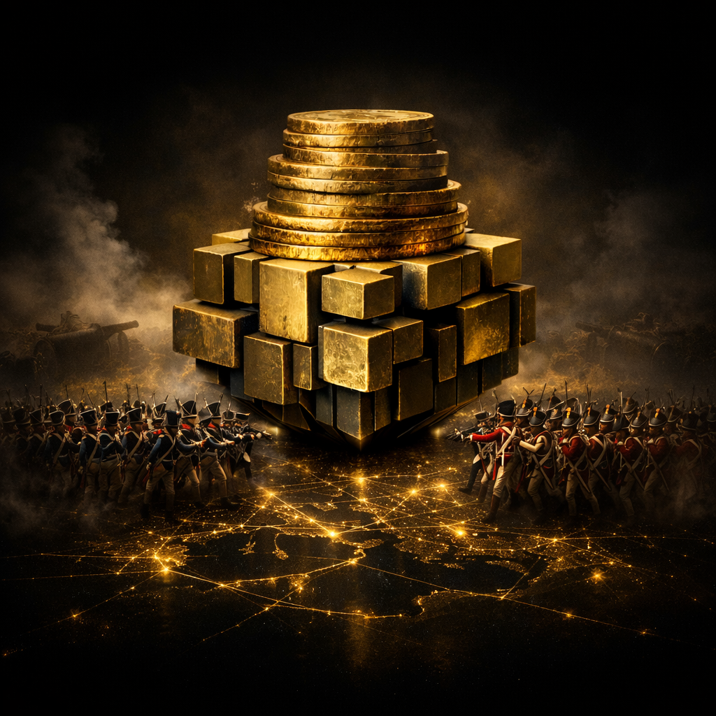 Gold coins and trade routes symbolizing the rise of modern finance.