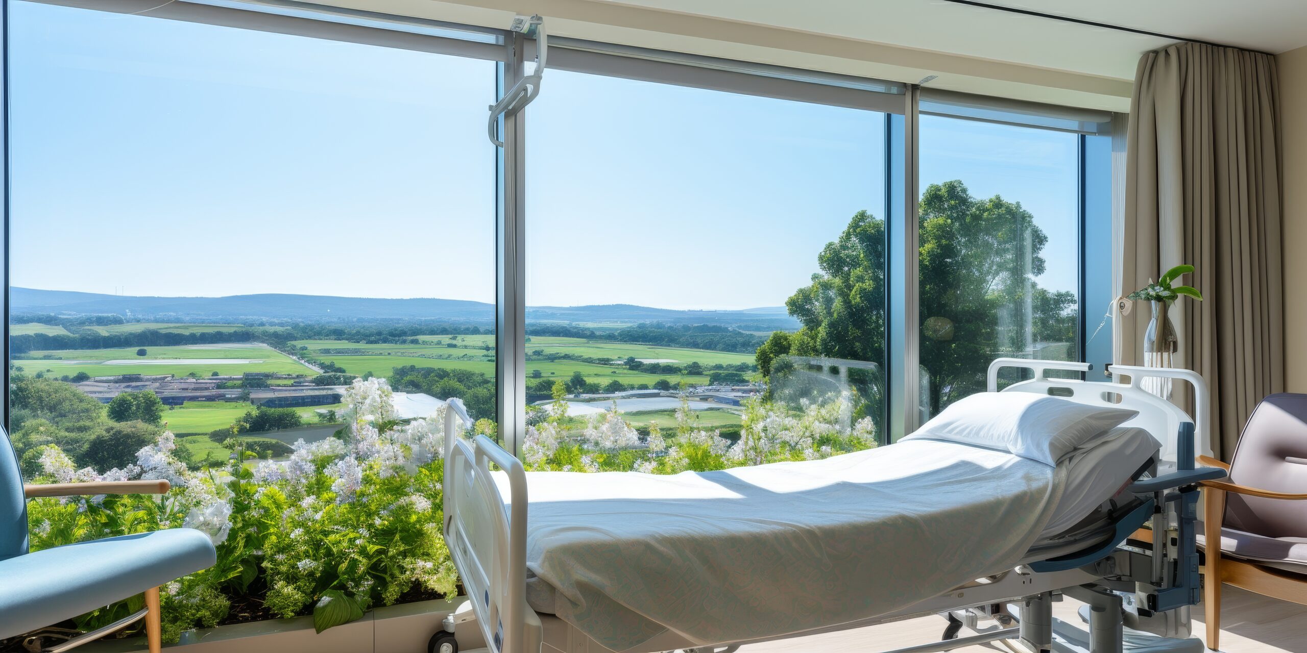 Scenic view from hospital room window